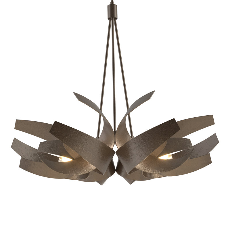 Corona 6 - Light Unique/Statement Geometric Chandelier, Bronze, 21" H x  26.9" W x  26.9" D
