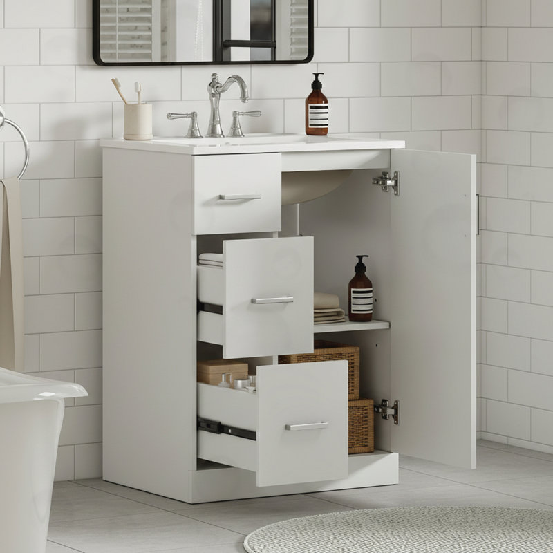 Bathroom Vanity with 2 Drawers, White