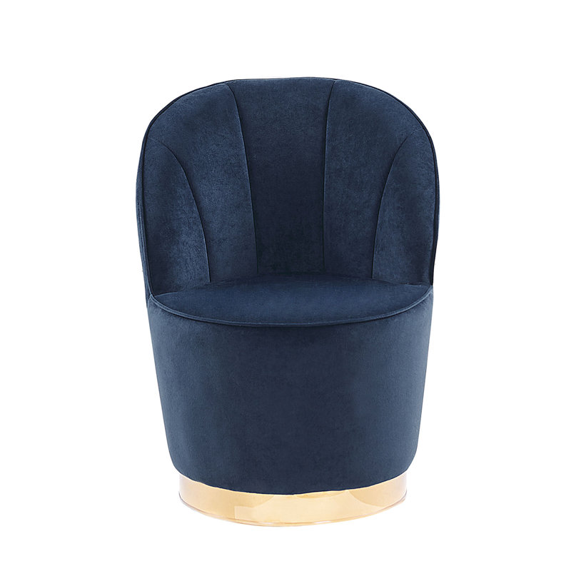 Dominique Velvet Barrel Chair, Dark Blue