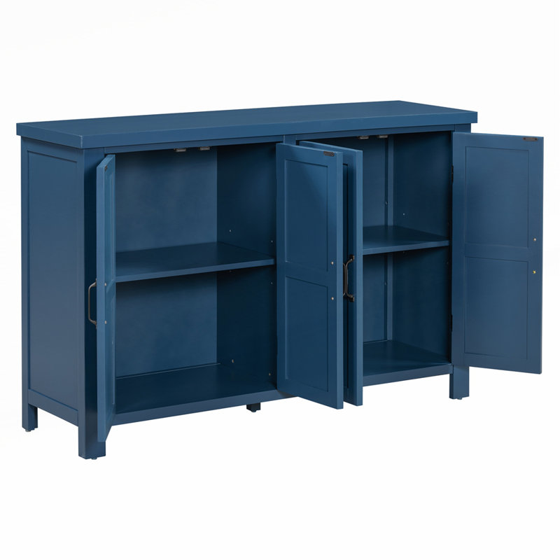 Buffet rustique avec rangement spacieux, tablettes réglables et élégantes poignées en métal rétro pour un décor de maison de campagne moderne