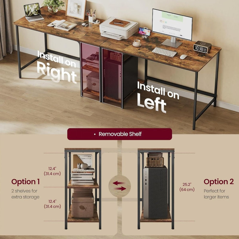 MDF Steel Computer Desk, 776 cm H x 120 cm W x 60 cm D, Brown/Black