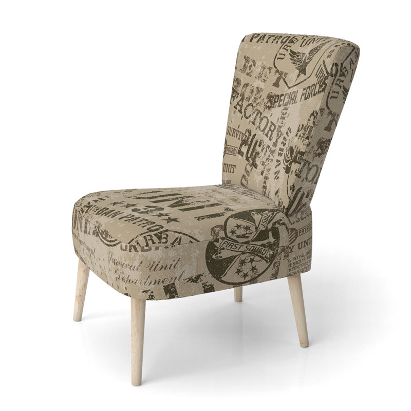 Chaise d'appoint, motif floral beige tapissé - motif floral beige II, Brun / noir