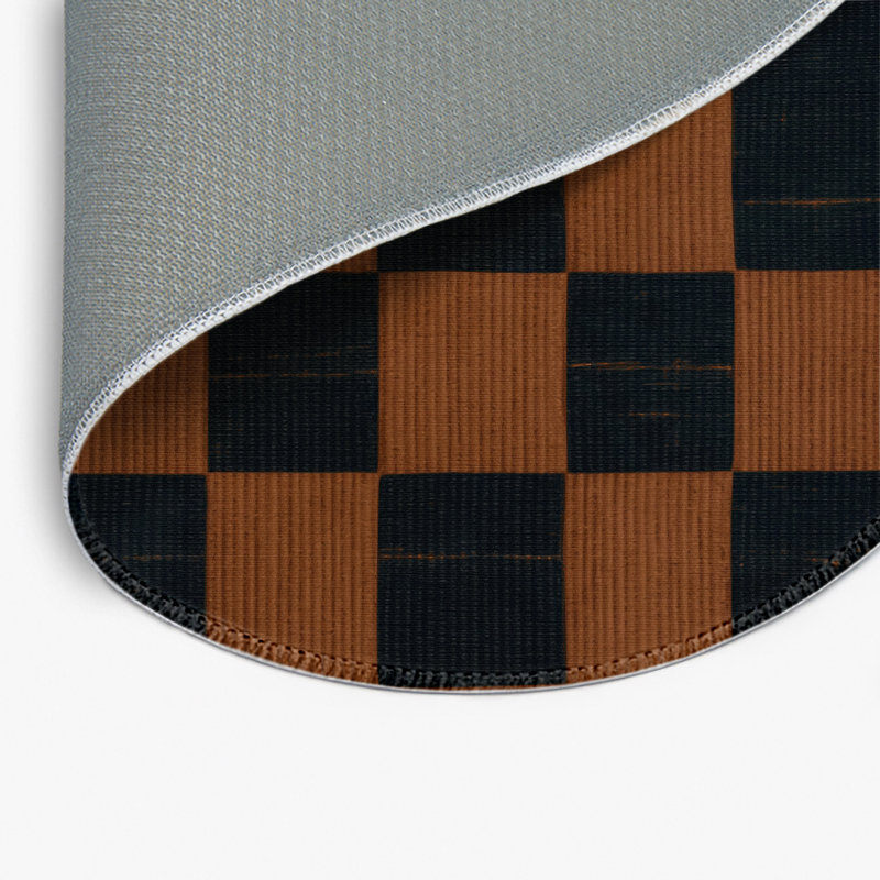 Tapis d'intérieur et d'extérieur à carreaux bleu, Rond 5 pi