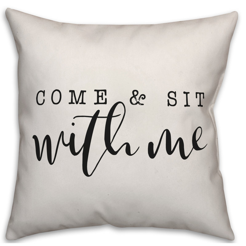  Housse et insert de coussin carré extérieur Come and Sit with Me, H 20 po x l 20 po, Blanc cassé / noir