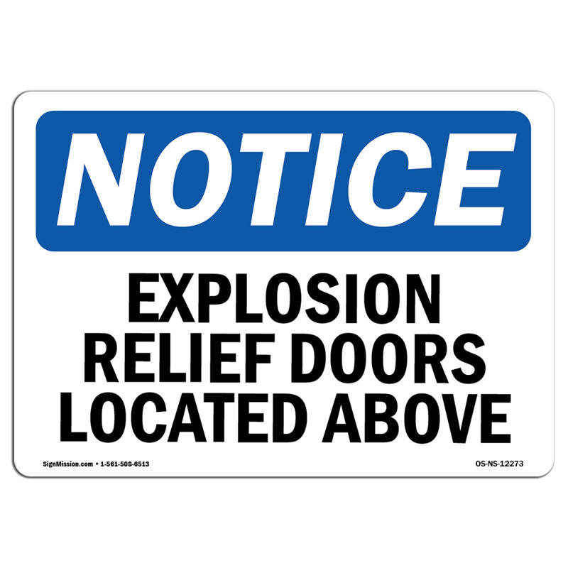 Portes anti-explosion situées au-dessus de l'enseigne, H 12 po x l 18 po x P 0,1 po