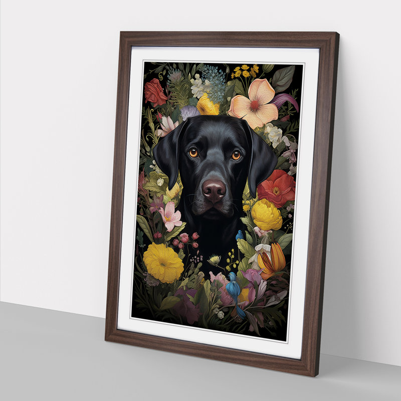 Labrador Retriever Rococo - Framed Print, 64cm H x 46cm W x 2" D, Walnut Framed