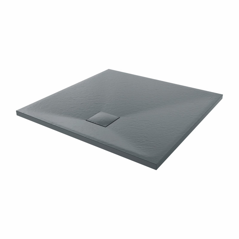 Rheeta Slate Shower Tray, Left, Anthracite, 80cm H x 80cm W x 3.2cm D