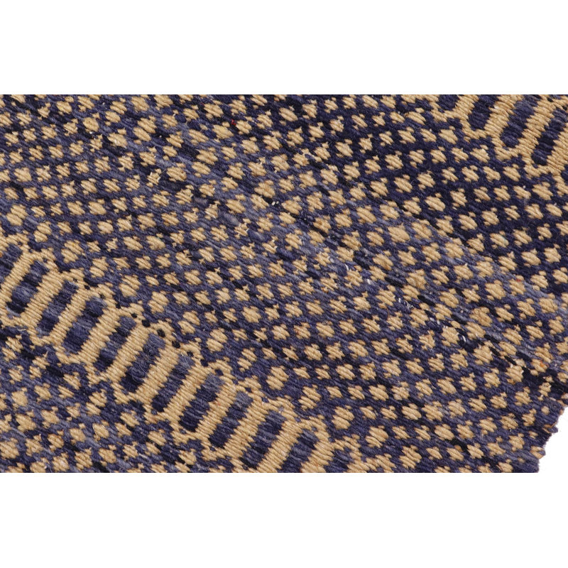 Tapis de couloir à motif géométrique en laine bleu / beige / brun 3 pi 5 po x 7 pi 2 po Sathvik