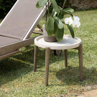 Akil Round Concrete Outdoor Side Table - 50 cm W 50 cm D