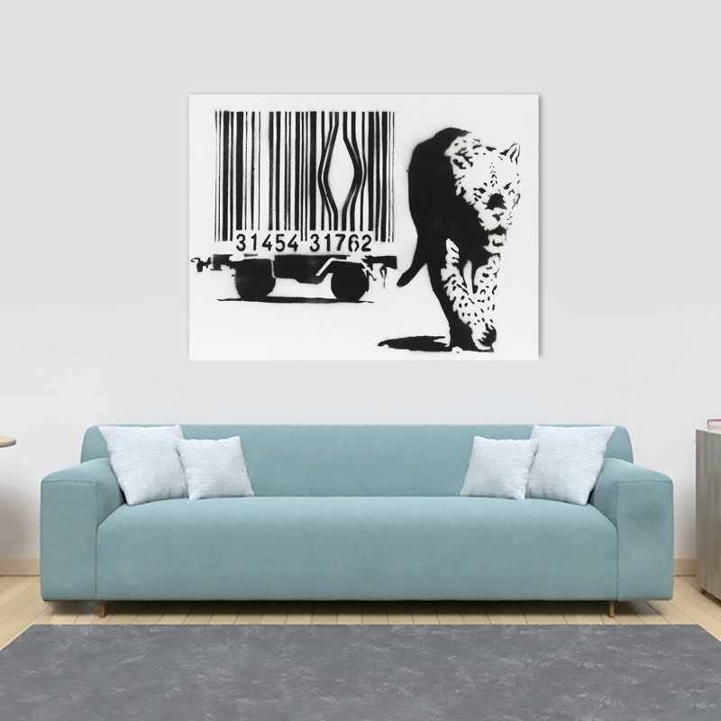 Banksy Barcode Leopard by Banksy - Wrapped Canvas Print, 20.5cm H x 30.5cm W x 3.8cm D