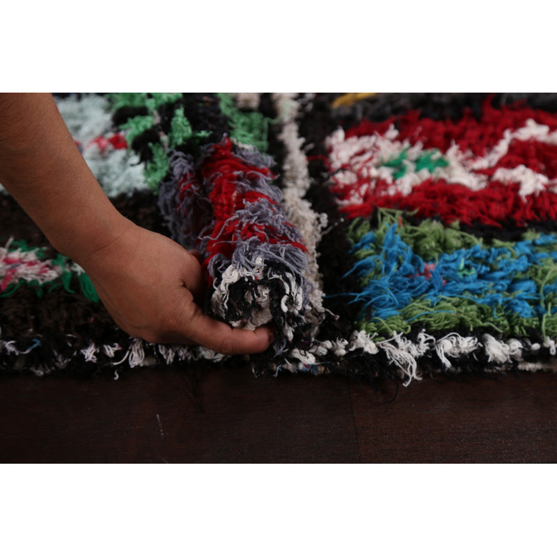 One-of-a-Kind 3'4'' X 7'9'' 1980s Runner Wool Area Rug in Multicolor
