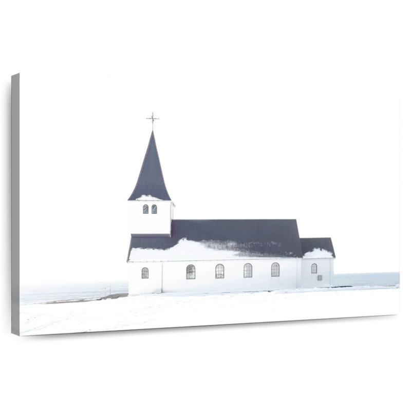 White Winter Church, 8" H x 12" W