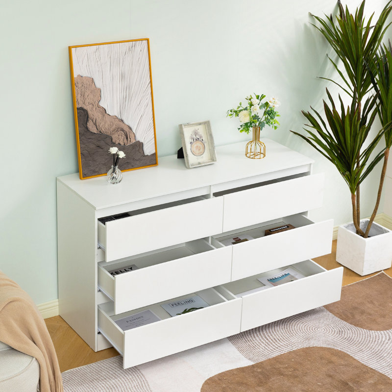 Commodes décoratives avec six tiroirs, Blanc