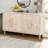 59'' Farmhouse Curved Vintage Storage Sideboard With Large Wooden Handles, Vertical Wood Grain Carving And Adjustable Shelves For Kitchen,Dining Room (Natural Wood Washed)-276033958