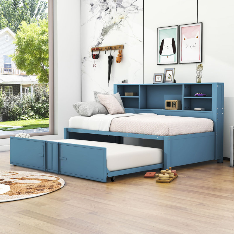 Adyn Twin Size Daybed with Trundle, Blue