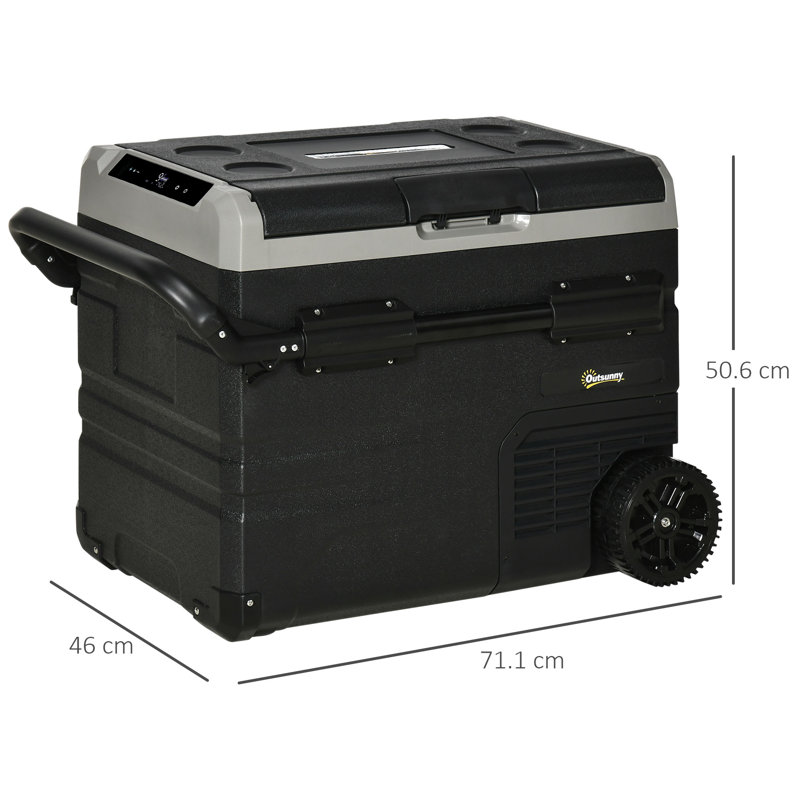 Outsunny 50L Camping Fridge Portable Freezer with LED Telescopic Handle