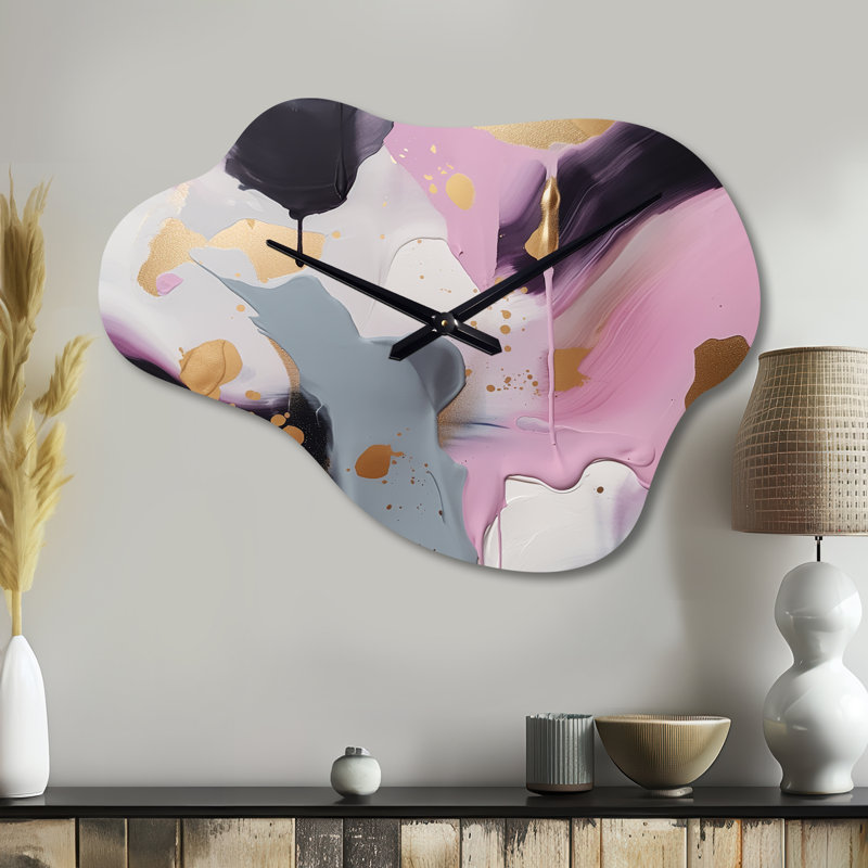 Horloge murale en métal rose et or Inner Worlds of Marble III - Marble Cloud, Petit