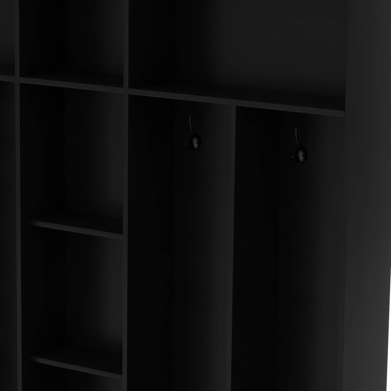 Entryway Hall Tree With Storage Bench, Shoe Cabinet With Cube Storage And  Shelves, Black