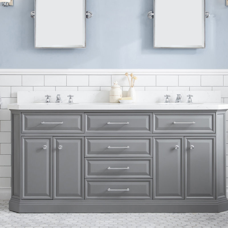 Palace 72'' W Double Vanity, Cashmere Gray, Polished Chrome