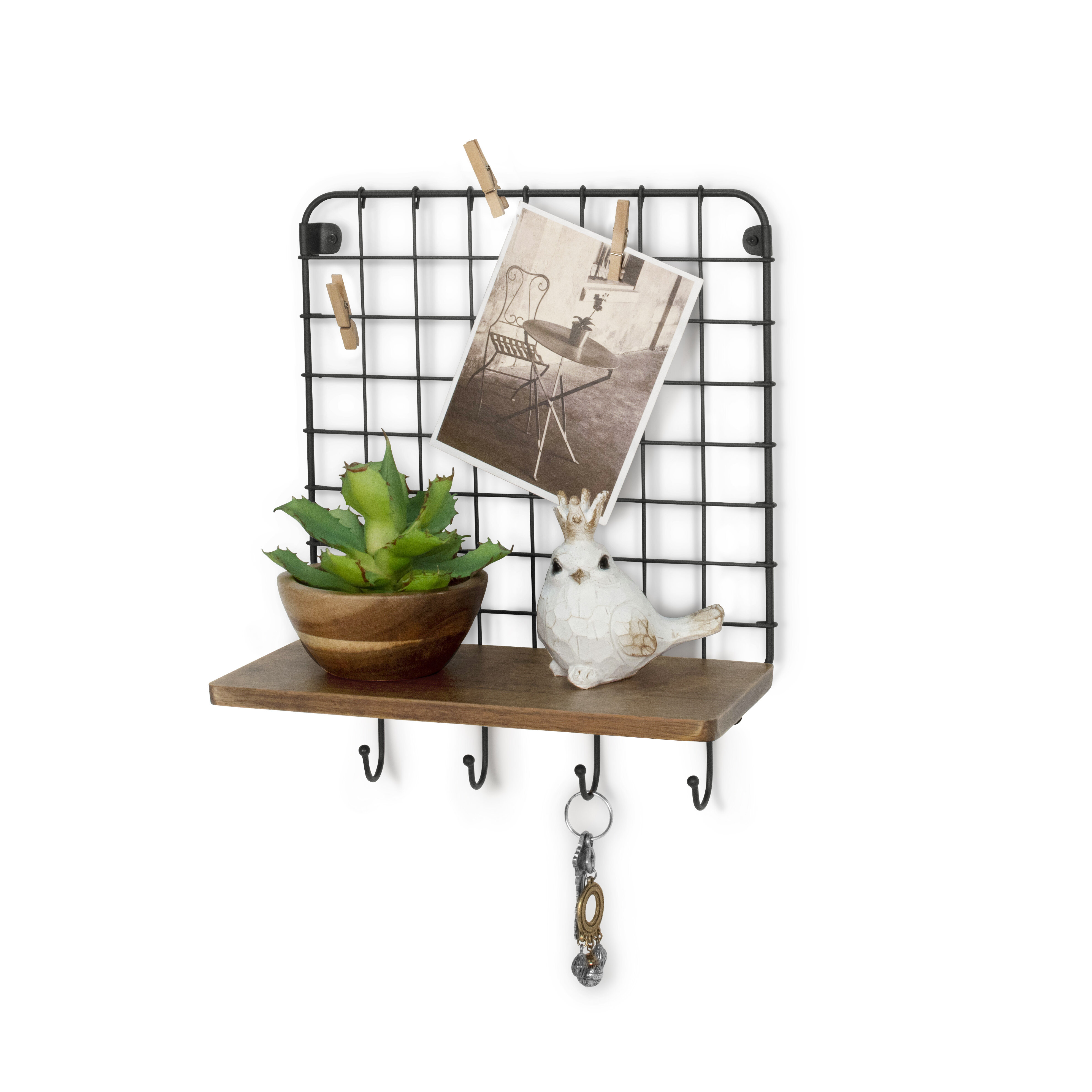 Rebrilliant Hollen Metal Wall Organizer with Key Hooks & Reviews | Wayfair