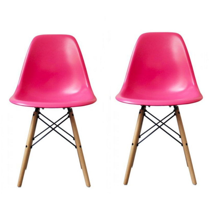 19'' H Side Chair, Pink, Natural