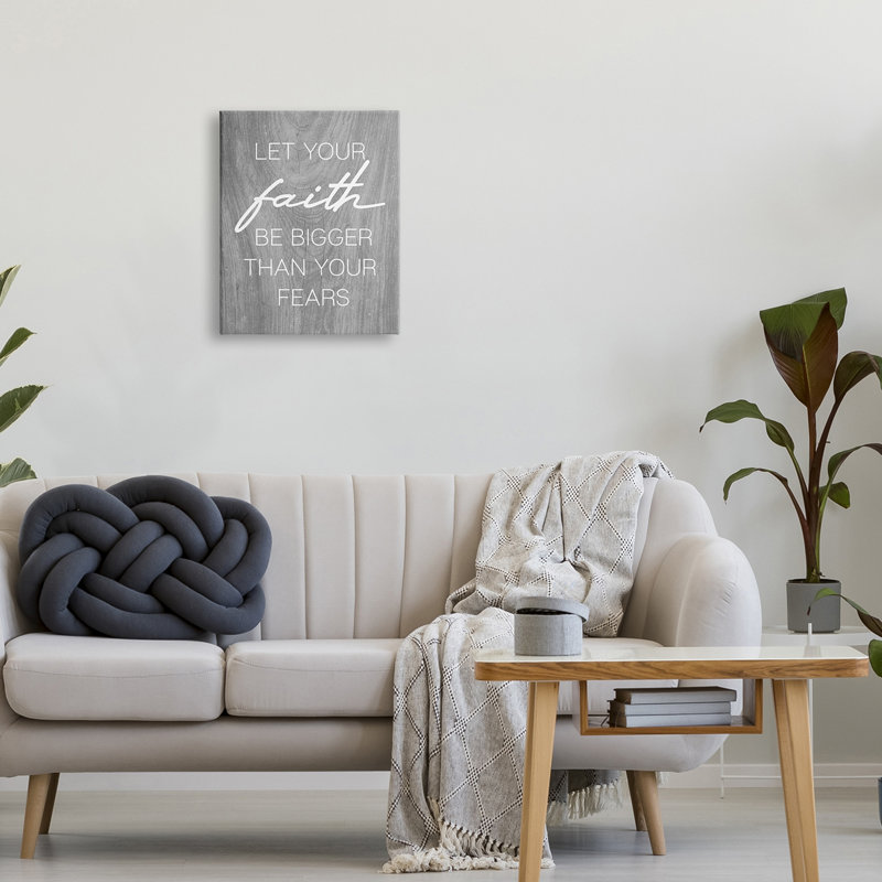 «Faith Bigger Than Fears», citation «Rustic Style» par Lil 'Rue - Art textuel, Toile tendue, H 20 po x l 16 po x P 1,5 po