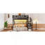 Lit mezzanine double avec escalier, lit mezzanine double en métal avec éclairage et rangement, lit mezzanine haut avec garde-robe et rangement pour enfants, adolescents et adultes-1785192784