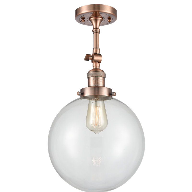 Plafonnier semi-encastré 10 po Zarmayr, Ampoule DEL 6 watts Vinage, Transparent, Cuivre antique