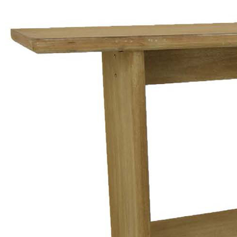 Console Table, Long Rectangular Top, 1 Shelf, 71 Inch Light Brown Wood