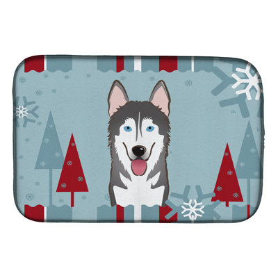 Tapis de séchage effet velours alaskan malamute winter fêtes