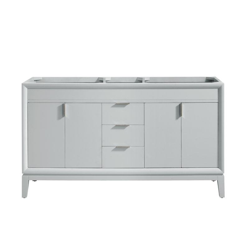 Base de meuble-lavabo double 60 po Emma, Gris colombe / nickel poli