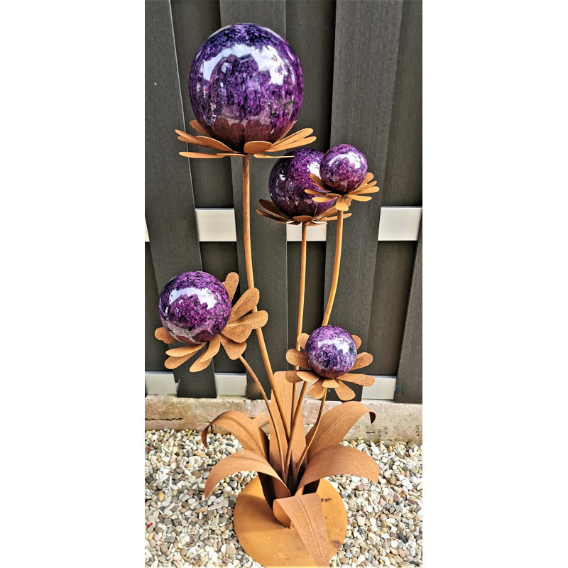 Casi Stainless Steel Plants & Flowers Garden Art, Brown/Purple