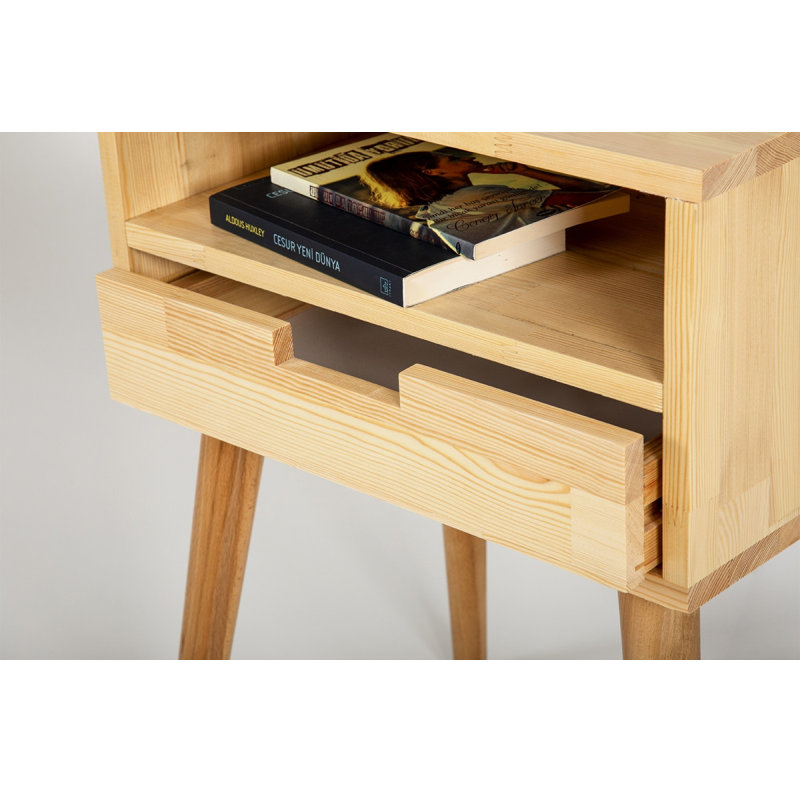 Adelgund 55cm W Solid Wood Bedside Table