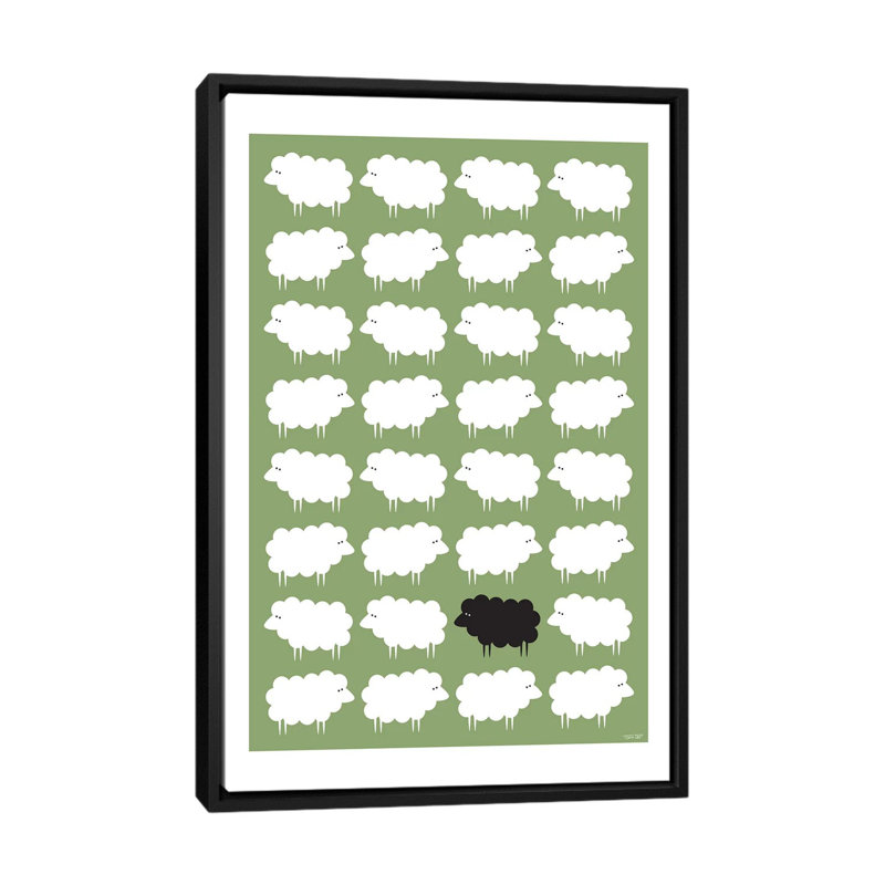 « black brebis », impression sur toile tendue, H 26 po x l 18 po x P 1,5 po, Toile avec cadre noir