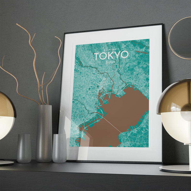 Tokyo City Map in Nature 1 Piece Wall Art, 27.6cm H x 19.7cm W x 0.05cm D