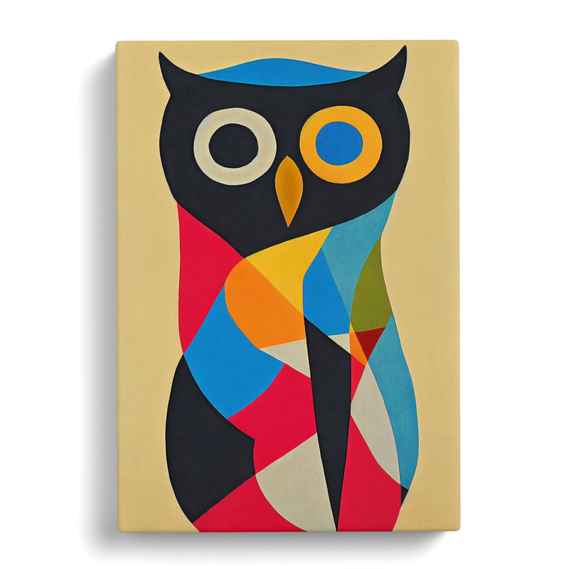 Colourful Owl No.3 - Wrapped Canvas Print, 50cm H x 35cm W