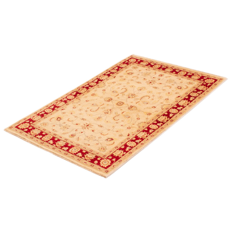 Tapis unique en laine noué à la main de style nouvel âge 4 pi x 6 pi 1 po Bansom