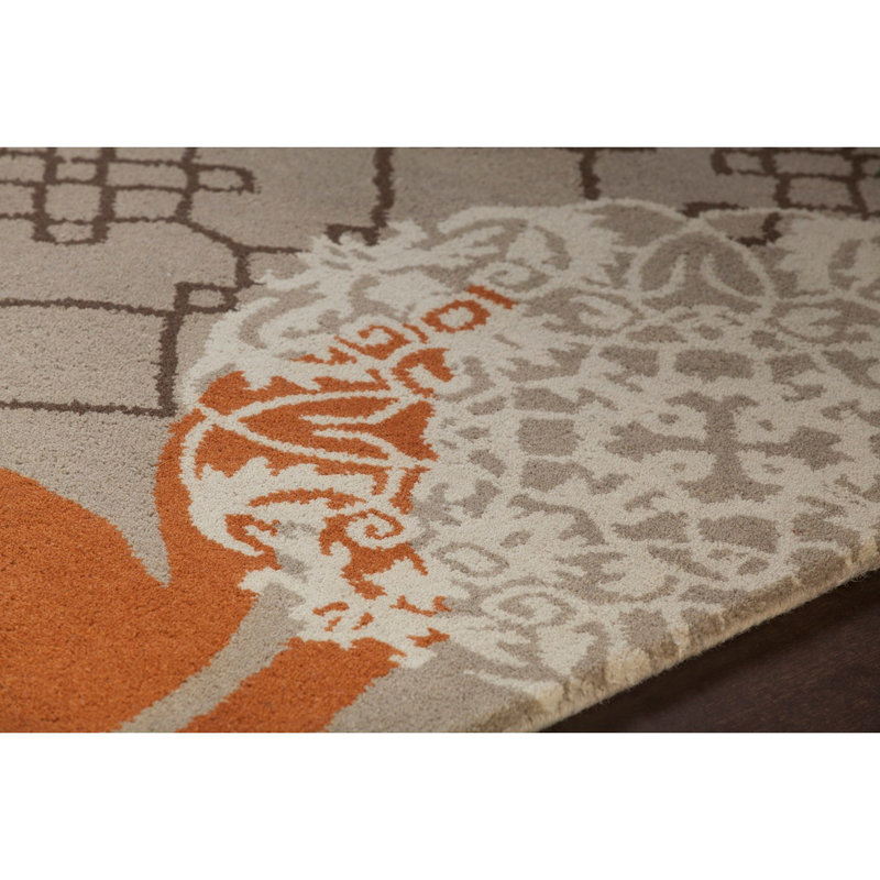 Tapis damassé transitionnel multicolore en laine touffeté à la main Cloral Authentic, 5 pi x 7 pi 6 po