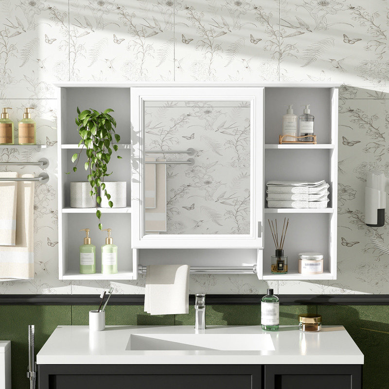 Armoire de toilette murale 42 po 3 en 1, armoire à pharmacie avec tablette réglable et porte à fermeture en douceur