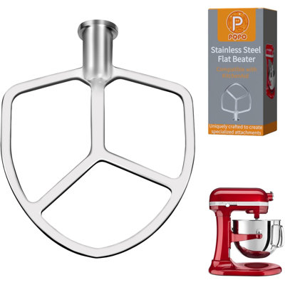 6 Quart Stainless Steel Flat Beater Compatible with KitchenAid 6 Quart Bowl-Lift Stand Mixers,perfect replacement accessory for mixing cookie dough, cake batter,Dishwasher Safe