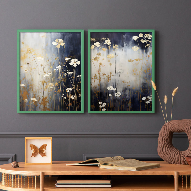 FLORAL Series CCCCXC - reproduction encadrée de qualité supérieure - prête à être accrochée - aucun clou requis - aucun clou requis