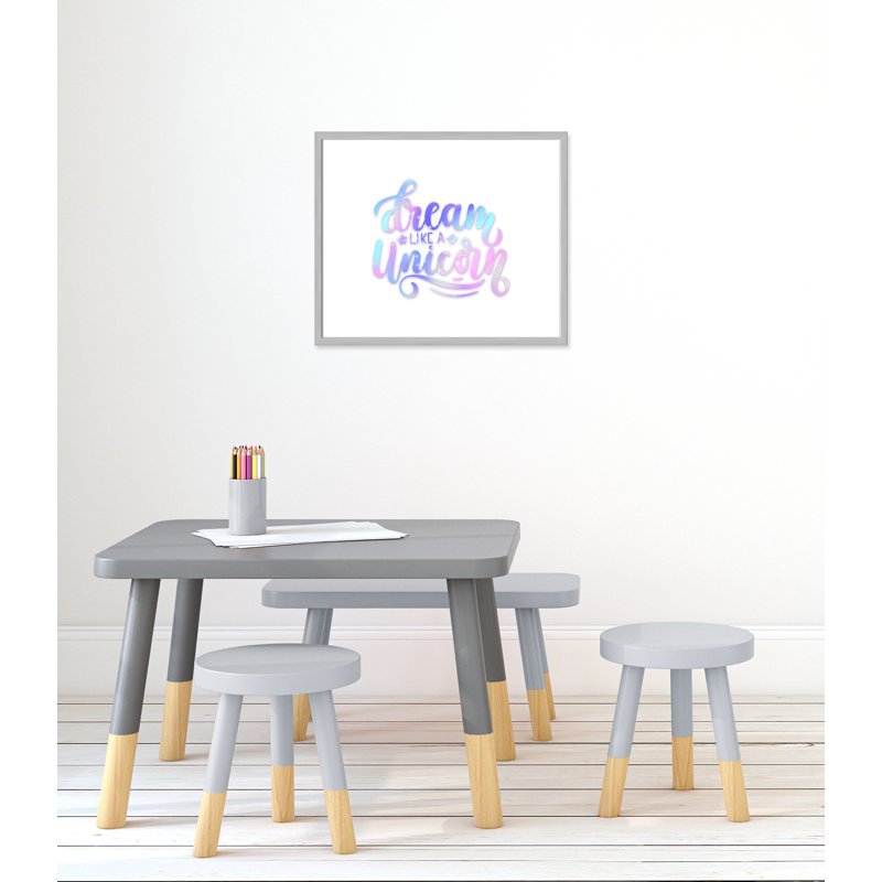 «Dream Like a Unicorn», impression sur papier, H 20,5 po x l 24,5 po x P 1,18 po, Encadré de boîte argent