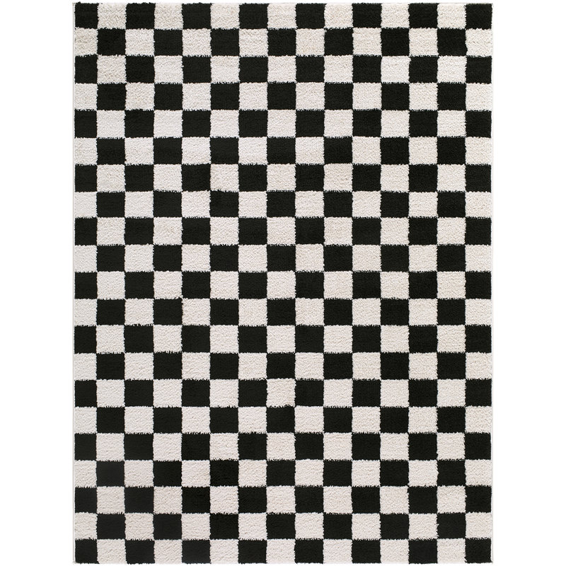 Moroccan Area Rug, Cream/Black, Rectangle 200 x 275 cm