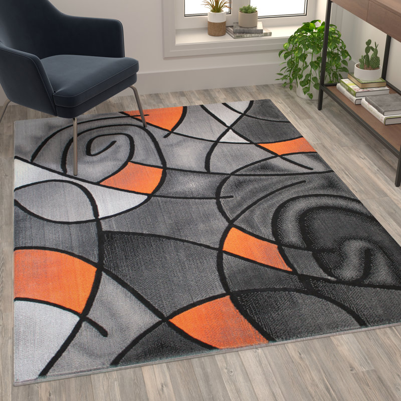 Sioar Modern Abstract Pattern Olefin Accent Area Rug, Rectangle 5' x 7'