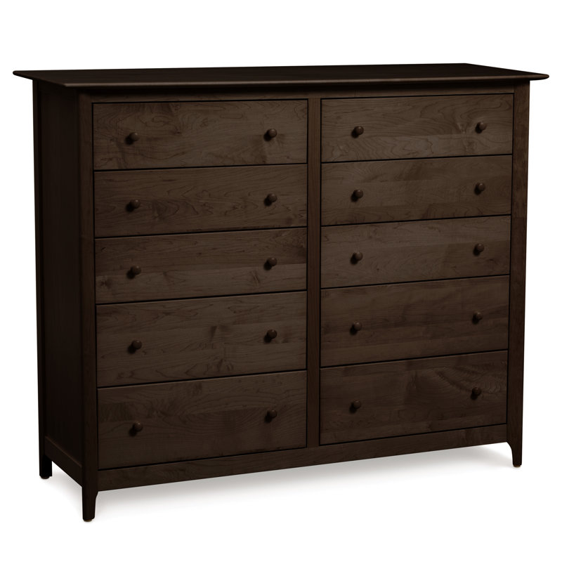 Sarah Solid Wood 60.38'' W 10 - Drawer Dresser, Smoke Cherry