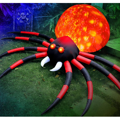 Araignée gonflable d'Halloween de 2,4 m avec lumières DEL rotatives pour jardin extérieur