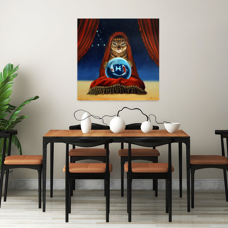 Poissons, chat, art urbain contemporain, H 32 po x l 32 po