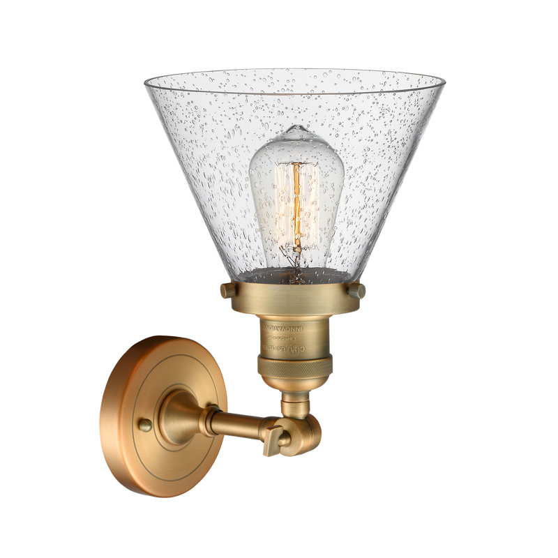 Agustine Flush Mount, Brushed Brass, 13.5" H x 7.75" W x 7.75" D