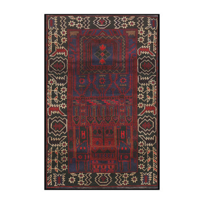 Tapis traditionnel mehroon/bleu/crème Copake