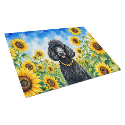 Black Poodle in Sunflowers Cutting Board